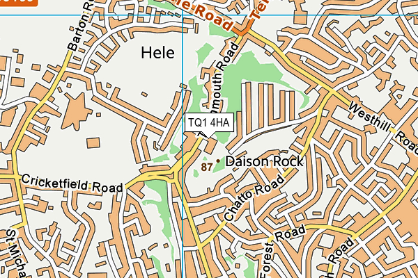 TQ1 4HA map - OS VectorMap District (Ordnance Survey) TQ1 4HA map - OS VectorMap District (Ordnance Survey)