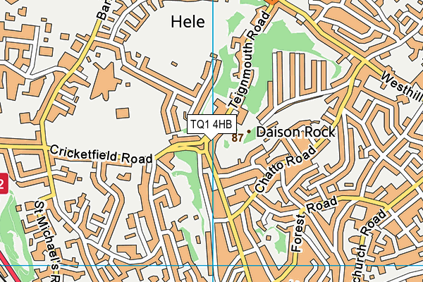 TQ1 4HB map - OS VectorMap District (Ordnance Survey)