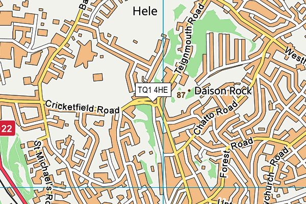 TQ1 4HE map - OS VectorMap District (Ordnance Survey)