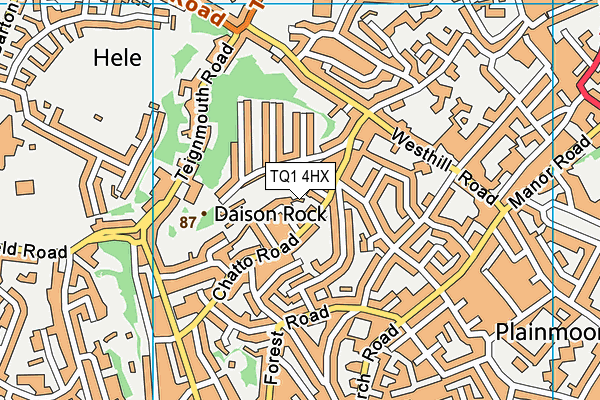 TQ1 4HX map - OS VectorMap District (Ordnance Survey) TQ1 4HX map - OS VectorMap District (Ordnance Survey)