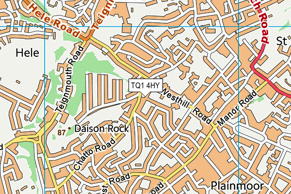TQ1 4HY map - OS VectorMap District (Ordnance Survey)