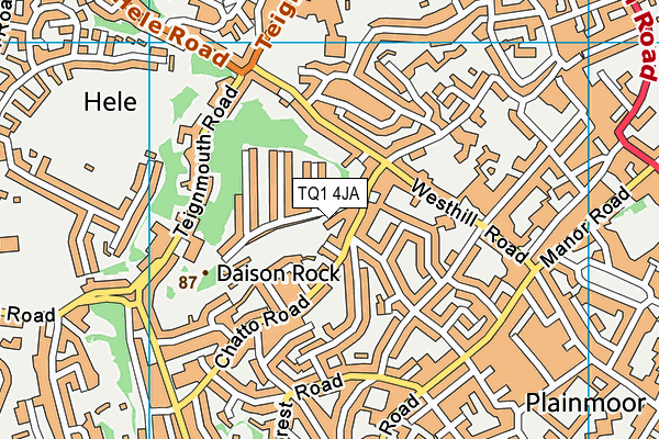TQ1 4JA map - OS VectorMap District (Ordnance Survey) TQ1 4JA map - OS VectorMap District (Ordnance Survey)