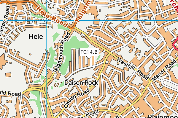 TQ1 4JB map - OS VectorMap District (Ordnance Survey) TQ1 4JB map - OS VectorMap District (Ordnance Survey)