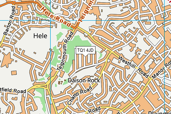 TQ1 4JD map - OS VectorMap District (Ordnance Survey) TQ1 4JD map - OS VectorMap District (Ordnance Survey)