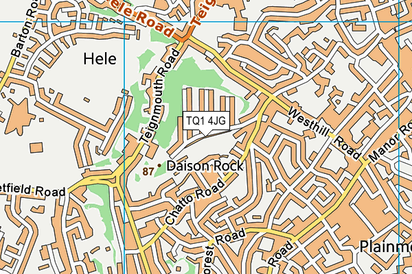 TQ1 4JG map - OS VectorMap District (Ordnance Survey) TQ1 4JG map - OS VectorMap District (Ordnance Survey)