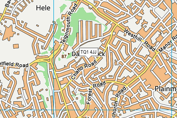 TQ1 4JJ map - OS VectorMap District (Ordnance Survey)