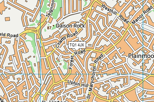 TQ1 4JX map - OS VectorMap District (Ordnance Survey)