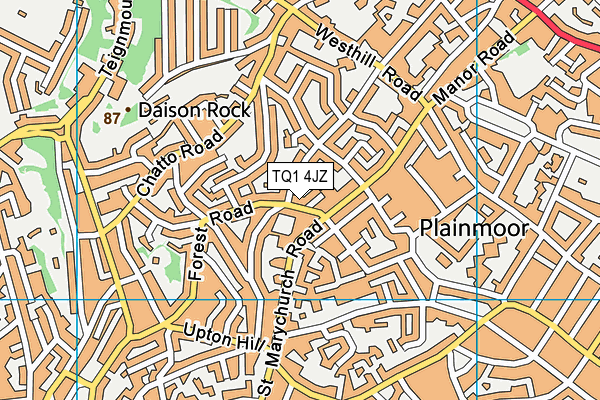 TQ1 4JZ map - OS VectorMap District (Ordnance Survey) TQ1 4JZ map - OS VectorMap District (Ordnance Survey)