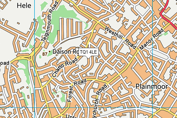 TQ1 4LE map - OS VectorMap District (Ordnance Survey) TQ1 4LE map - OS VectorMap District (Ordnance Survey)