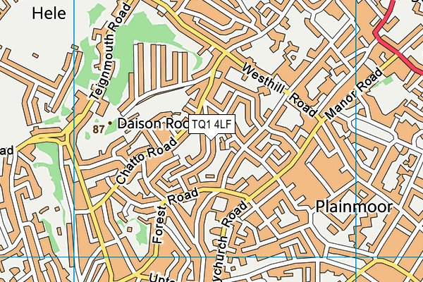 TQ1 4LF map - OS VectorMap District (Ordnance Survey) TQ1 4LF map - OS VectorMap District (Ordnance Survey)