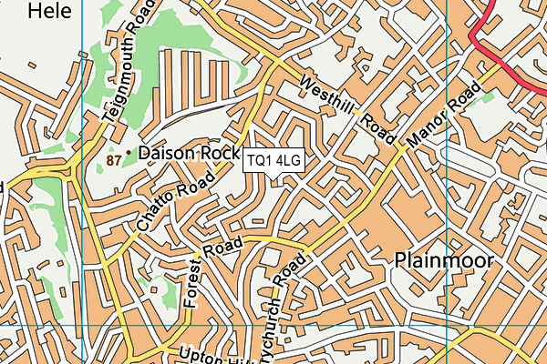 TQ1 4LG map - OS VectorMap District (Ordnance Survey) TQ1 4LG map - OS VectorMap District (Ordnance Survey)