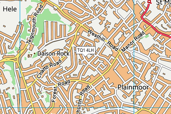 TQ1 4LH map - OS VectorMap District (Ordnance Survey)