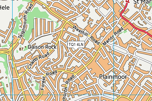 TQ1 4LN map - OS VectorMap District (Ordnance Survey)
