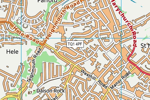 TQ1 4PF map - OS VectorMap District (Ordnance Survey) TQ1 4PF map - OS VectorMap District (Ordnance Survey)