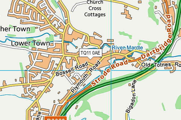 TQ11 0AE map - OS VectorMap District (Ordnance Survey) TQ11 0AE map - OS VectorMap District (Ordnance Survey)