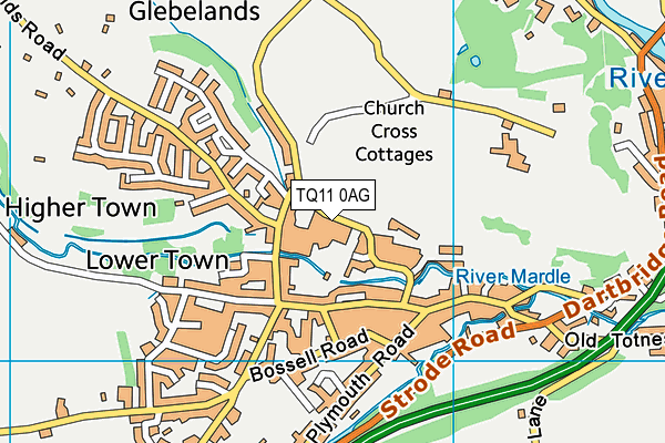 TQ11 0AG map - OS VectorMap District (Ordnance Survey)
