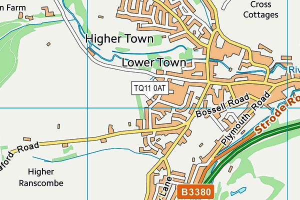 TQ11 0AT map - OS VectorMap District (Ordnance Survey)