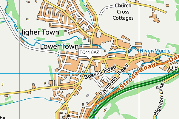 TQ11 0AZ map - OS VectorMap District (Ordnance Survey) TQ11 0AZ map - OS VectorMap District (Ordnance Survey)