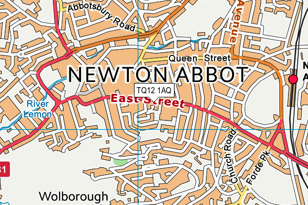 TQ12 1AQ map - OS VectorMap District (Ordnance Survey)