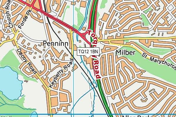 TQ12 1BN map - OS VectorMap District (Ordnance Survey) TQ12 1BN map - OS VectorMap District (Ordnance Survey)