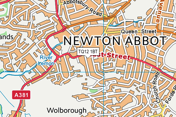 TQ12 1BT map - OS VectorMap District (Ordnance Survey)