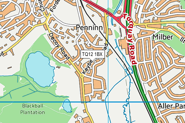TQ12 1BX map - OS VectorMap District (Ordnance Survey) TQ12 1BX map - OS VectorMap District (Ordnance Survey)