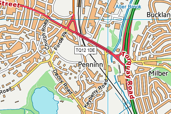 TQ12 1DE map - OS VectorMap District (Ordnance Survey)