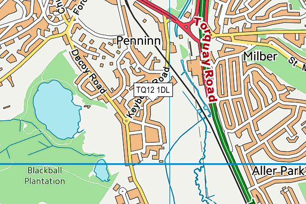 TQ12 1DL map - OS VectorMap District (Ordnance Survey)