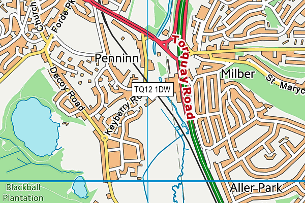 TQ12 1DW map - OS VectorMap District (Ordnance Survey) TQ12 1DW map - OS VectorMap District (Ordnance Survey)