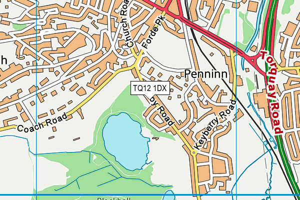 TQ12 1DX map - OS VectorMap District (Ordnance Survey) TQ12 1DX map - OS VectorMap District (Ordnance Survey)