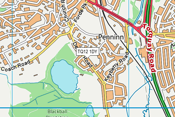 TQ12 1DY map - OS VectorMap District (Ordnance Survey)