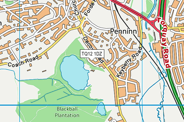 TQ12 1DZ map - OS VectorMap District (Ordnance Survey) TQ12 1DZ map - OS VectorMap District (Ordnance Survey)