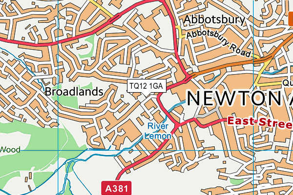 TQ12 1GA map - OS VectorMap District (Ordnance Survey)