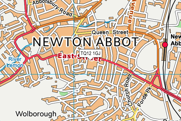 TQ12 1GJ map - OS VectorMap District (Ordnance Survey)