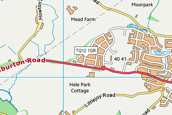 TQ12 1GR map - OS VectorMap District (Ordnance Survey) TQ12 1GR map - OS VectorMap District (Ordnance Survey)