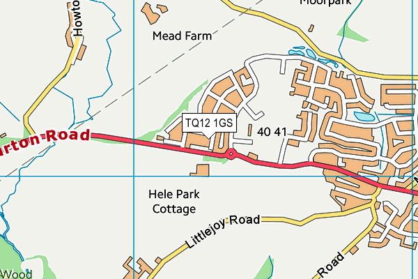 TQ12 1GS map - OS VectorMap District (Ordnance Survey) TQ12 1GS map - OS VectorMap District (Ordnance Survey)