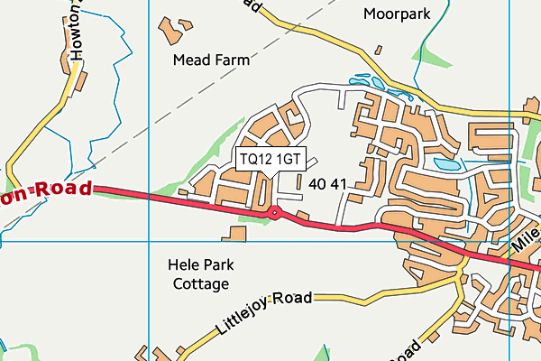 TQ12 1GT map - OS VectorMap District (Ordnance Survey)