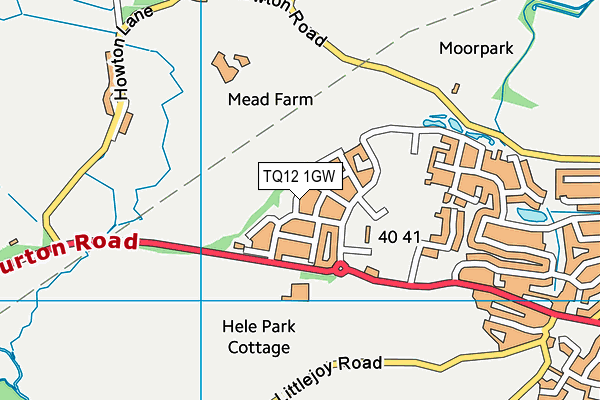 TQ12 1GW map - OS VectorMap District (Ordnance Survey)