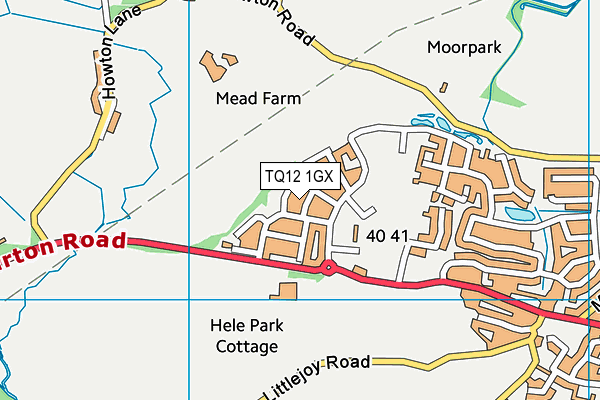 TQ12 1GX map - OS VectorMap District (Ordnance Survey)
