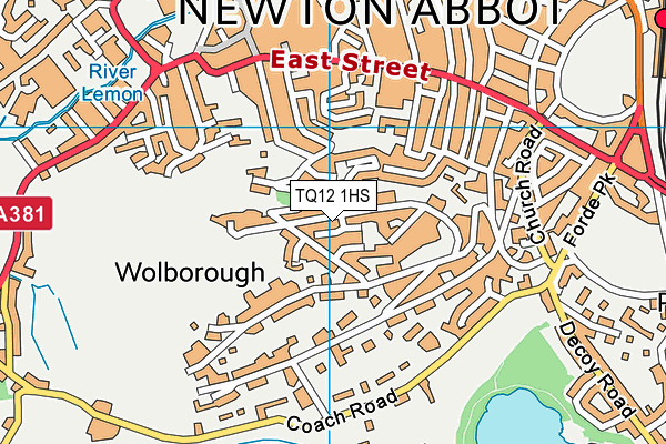 TQ12 1HS map - OS VectorMap District (Ordnance Survey)
