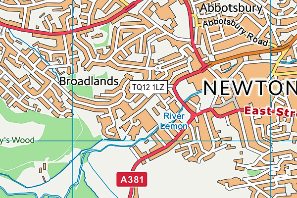 TQ12 1LZ map - OS VectorMap District (Ordnance Survey) TQ12 1LZ map - OS VectorMap District (Ordnance Survey)