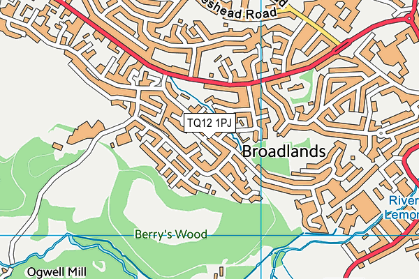 TQ12 1PJ map - OS VectorMap District (Ordnance Survey) TQ12 1PJ map - OS VectorMap District (Ordnance Survey)