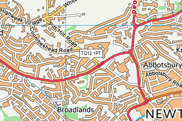 TQ12 1PT map - OS VectorMap District (Ordnance Survey)