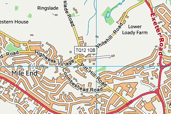 TQ12 1QB map - OS VectorMap District (Ordnance Survey)