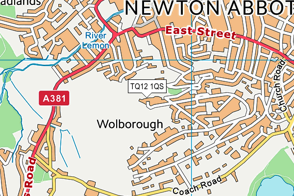TQ12 1QS map - OS VectorMap District (Ordnance Survey)