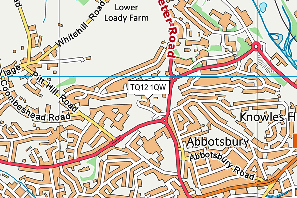 TQ12 1QW map - OS VectorMap District (Ordnance Survey)