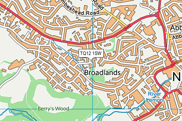 TQ12 1SW map - OS VectorMap District (Ordnance Survey) TQ12 1SW map - OS VectorMap District (Ordnance Survey)