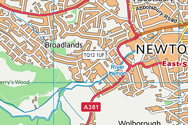 TQ12 1UF map - OS VectorMap District (Ordnance Survey)