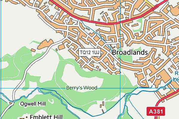 TQ12 1UJ map - OS VectorMap District (Ordnance Survey)