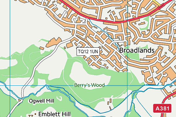TQ12 1UN map - OS VectorMap District (Ordnance Survey) TQ12 1UN map - OS VectorMap District (Ordnance Survey)